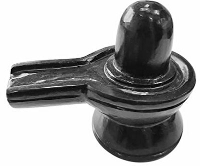 Shubhanjali Black Agate Crystal Stone Shivling Statue Agate Shiva Lingam For Pooja Home 70Gm Decorative Showpiece  -  4.5 cm(Stone, Black)