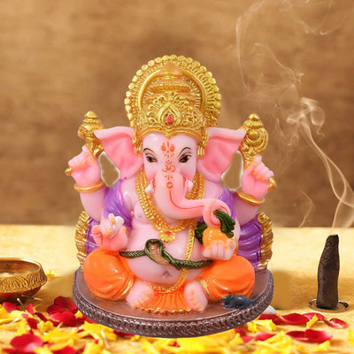SHREE RAM IMPEX Lord Ganesha | Idol Ganpati Figurine Statue For Home Décor and Car Dashboard Decorative Showpiece  -  6.8 cm(Polyresin, Purple)