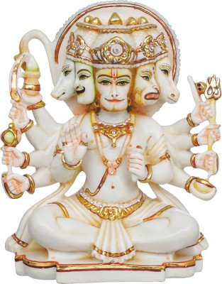 THOLIYA ARTS Big Size Panchmukhi Hanuman Ji Statue Five Face Balaji Murti Bajrangabali Idol Decorative Showpiece  -  27.94 cm(Marble, Clay, White)