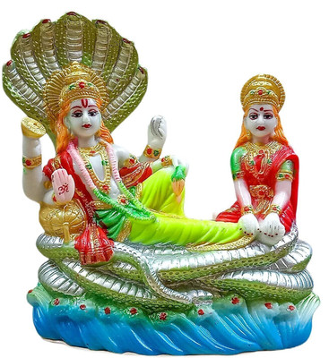 gifts for love Laxmi Vishnu Statue Marble Finish Vishnu Laxmi Murti Decorative Showpiece  -  13 cm(Polyresin, Multicolor)