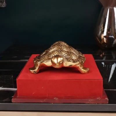 jy Vastu Kachua ( Tortoise ) | German Silver | Gold Colour - 17 cm Decorative Showpiece  -  17 cm(Aluminium, Gold)