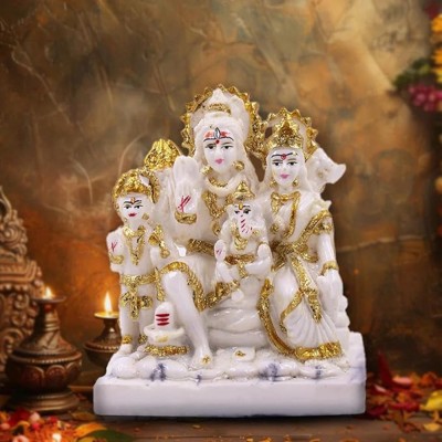 DIVINE HINDU shiv parivar,shiv parivar murti, shiva parvati idol, shiv parvati murti, Decorative Showpiece  -  18 cm(Polyresin, Gold, White)