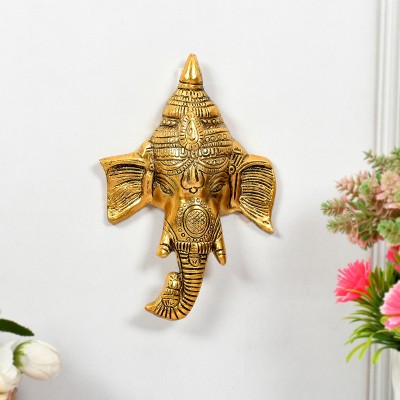 Ascension Ganesh ji for Wall Hanging Ganpati Statue for Main Door Decoration & Gifts Decorative Showpiece  -  16.5 cm(Metal, Gold)