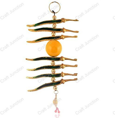 Koolwal craft Nimbu Mirch Wall Hanging Nimbu Mirchi Door Hanging - Remove Negativity Decorative Showpiece  -  22.5 cm(Metal, Multicolor)