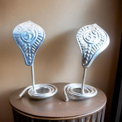 salvusappsolutions Metal Naag Naagin Joda for Shivling for your Pooja Room (Silver_1 x 2 inch) Decorative Showpiece  -  5 cm(Metal, Silver)