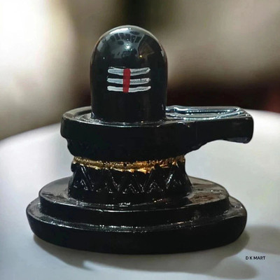 D K MART Small Shivling Idol | Shiva Lingam For Pooja Home or Office Decorative Showpiece  -  6 cm(Resin, Black)