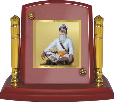 DIVINITI BabaDeepSingh God Idol PhotoFrame & CarDashboard Table Décor|MDF 1B P+ Decorative Showpiece  -  7 cm(Wood, Brown)