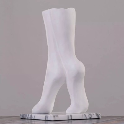 Euroxo Uniquely Designed Foot Shaped Flower Vase | Perfect For Home,Office Decoration | Decorative Showpiece  -  35 cm(Polyresin, White)