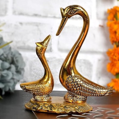 A & S VENTURES Swan Pair Sars of Kissing Duck Metal Decorative Showpiece  -  13 cm(Metal, Gold)