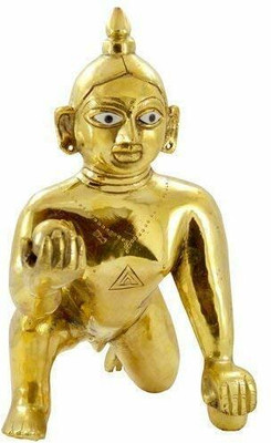 Idolsplace Brass VRINDAVAN LADDU Gopal Janmashtmi Statue 500gms Decorative Showpiece  -  9 cm(Brass, Gold)