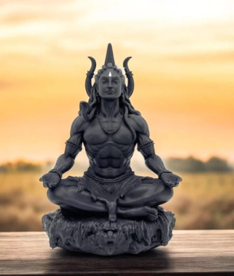 velvetallura Adiyogi Car Dashboard and Home Compact Spiritual Idol Statue Decorative Showpiece  -  10 cm(Resin, Black)