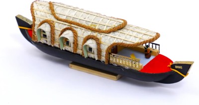 Devaa Kerala Houseboat model( 3 windows) crafted on wood and screw-pine weave mat Decorative Showpiece  -  9 cm(Wood, Multicolor)