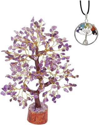 Sawcart Amethyst Crystal Bonsai Money Tree & 7 Chakra Tree of Life Pendant For Reiki Decorative Showpiece  -  30 cm(Crystal, Stone, Purple, Multicolor)