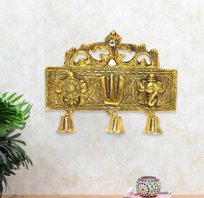 LABHCART Tirupati Door Hanging Shankh Chakra Namah Latkan Meenkari Decorative for Home Decorative Showpiece  -  10 cm(Aluminium, Gold)