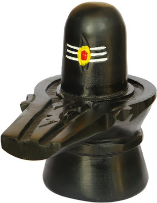 A & S VENTURES Black Shivling Idol Shivling Marble Shivling Tilak Shivling Decorative Showpiece  -  7 cm(Marble, Black)