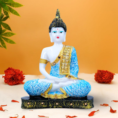 GW Creations Beautiful Lord Gautam Buddha in Meditating Position Statue for Home Decor Decorative Showpiece  -  23 cm(Marble, Blue)
