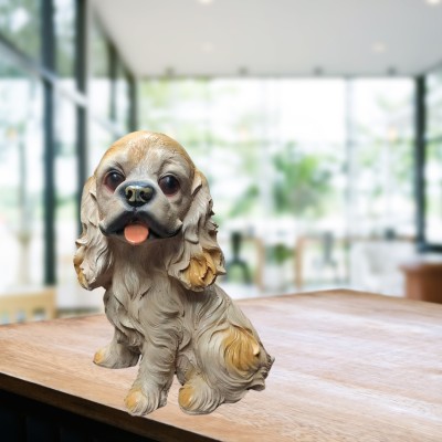 BBA ENTERPRISES BBA Resin Cute Dog Statue,Table Top Animal Statue For Home and Office Decorative Showpiece  -  23 cm(Polyresin, Multicolor)