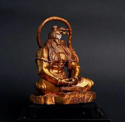Mishtukocrafts Gold Meditating Hanuman Ji Statue/murti for mandir/office/room/gifts 4n Resin Decorative Showpiece  -  10 cm(Resin, Gold)