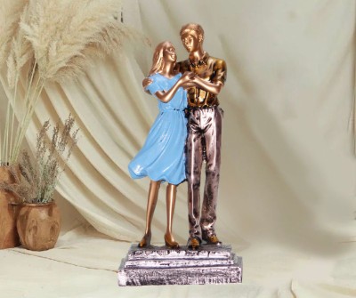BECKON VENTURE Handicrafts Resin Love Couple Statue For Living room|Romantic Gifts|gift items| Decorative Showpiece  -  25 cm(Polyresin, Peach, Gold, Blue, Silver, Grey)