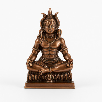 Elanora Jewels Lord Shiva Idol for Car Dashboard | Two Sided Mahadev Murti in Meditation Pose Decorative Showpiece  -  6 cm(Brass, Copper)