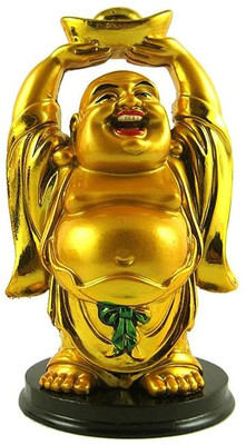 Jet Feng Shui Laughing Buddha with Wealth Balls in Both Hands – Decorative Showpiece Decorative Showpiece  -  3 cm(Brass, Multicolor)