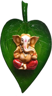 MTV art Creation MTV Art Creation Leaf Design with Shree Ashirwad Ganesha Wall Hanging Decorative Showpiece  -  28 cm(Polyresin, Multicolor)