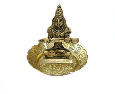 Banaras Box Pure Brass Mata Annapurna Devi Idol with Brass Plate for Home and Kitchen Temple Decorative Showpiece  -  5 cm(Brass, Yellow)