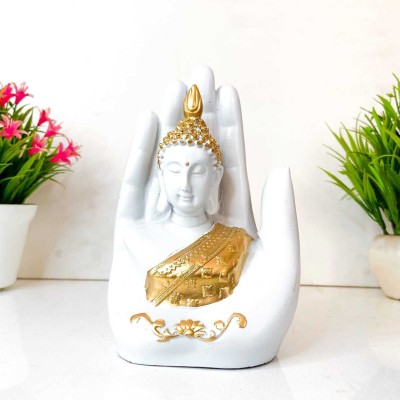 FKSB Buddha Idol Handcrafted Palm Buddha Hath Buddha (12.5 cmx7.5 cm x 17.5 cm White) Decorative Showpiece  -  17.5 cm(Polyresin, White)