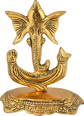 RUHVANA Ganesh Idol in Artistic Design Symbol of Wisdom & Prosperity Decorative Showpiece  -  16.5 cm(Aluminium, Gold)