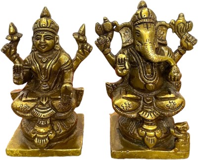 Obs Laxmi Ganesh Pair Decorative Showpiece  -  10.5 cm(Brass, Gold)