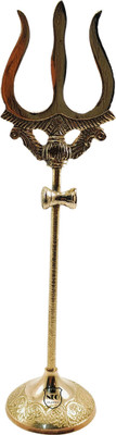 Neo Classic Brass Lord Shiva Trishul with Damru for Pooja Room Height 5 Inch Decorative Showpiece  -  12 cm(Brass, Gold)