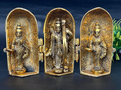 salvusappsolutions Matel Shree Ram Darbar Statue Set (Ram,Seeta,Laksham,Hanuman) Decorative Showpiece  -  14 cm(Metal, Yellow)