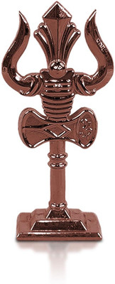 Adhvik Copper Mahadev Trishul With Damaru Double Side God Stand for Home/Office Décor Decorative Showpiece  -  7 cm(Metal, Copper)