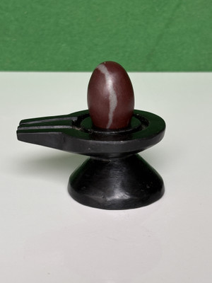 Shivam Vastu Kala Shivling Art Small Narmadeshwar Shivling For home Pooja/ Best for Vastu Decorative Showpiece Decorative Showpiece  -  7 cm(Stone, Black, Brown, Grey)