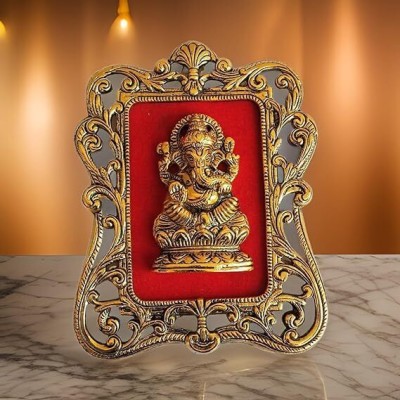 salvusappsolutions Metal Wall Hanging Lord Ganesh Frame for Success, Wealth, Income (5X6 in_Gold) Decorative Showpiece  -  15 cm(Metal, Steel)