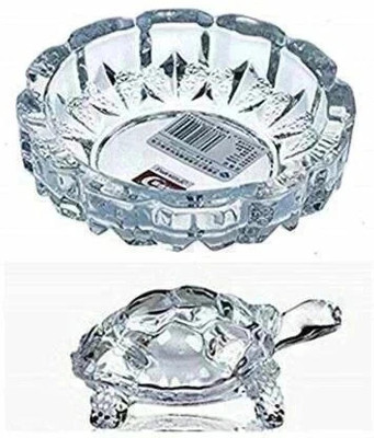 mahakal Crystal Glass Turtle Plated Feng Shui Tortoise Plate Vastu Yantra Feng Sui Lucky Gift Puja Articles Decorative Showpiece - 14 cm Decorative Showpiece  -  6 cm(Crystal, Clear)