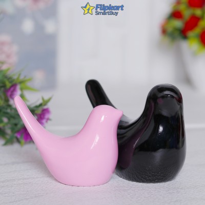 Flipkart SmartBuy Love Bird Pair Status Antique Finishing Feng Shui, Vastu Decorative Showpiece  -  7 cm(Polyresin, Black, Pink)