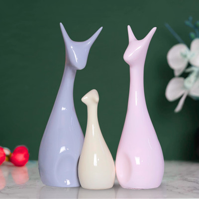 Flipkart SmartBuy Lucky Deer Statue Family Piano Finish Ceramic Figures Deer Couple showpiece Decorative Showpiece  -  25 cm(Polyresin, Multicolor)