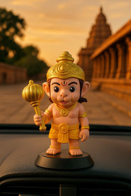 Miss Peach lord hanuman statue homedecor showpiece gift items for car dashboard god idol Decorative Showpiece  -  10.1 cm(Polyvinyl Chloride, Beige)