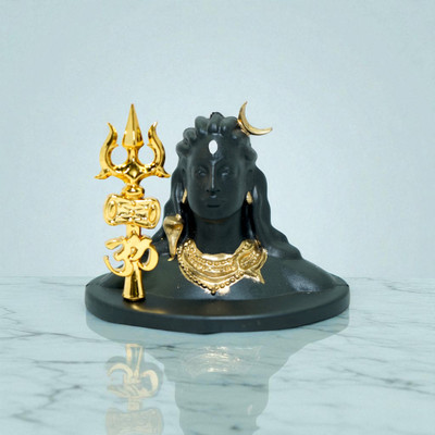 SainathSell Adiyogi Shiva Idol with Trishul-Compact Size Spiritual Decor For Home,Office,Car Decorative Showpiece  -  6 cm(Resin, Black)