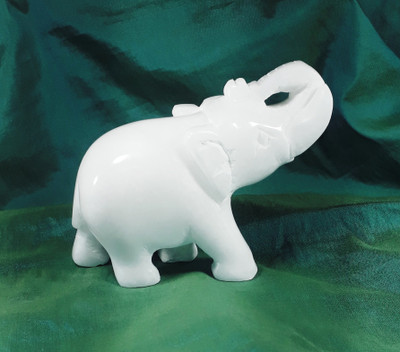 KRAFT CLOUDS Marble Elephant Idol Sculpture Figurine for Car dashboard Home Office Decorative Showpiece  -  7.5 cm(Stone, White)
