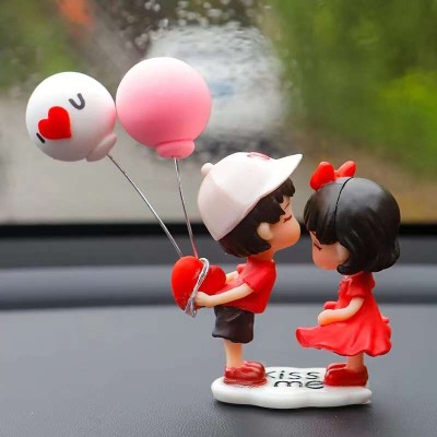 LAVITRA Car Dashboard Cute Love Couple Love You too Balloon Car Interior Showpiece Desk Decorative Showpiece  -  11 cm(Plastic, Multicolor)