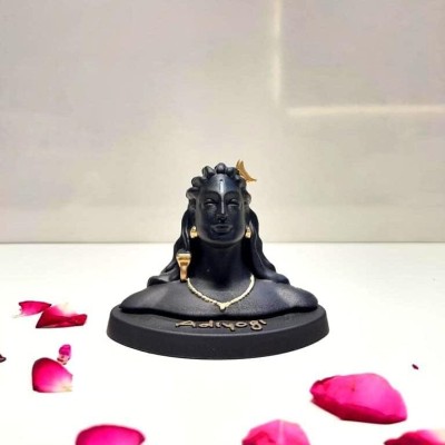 Kanha Art N Craft Attractive Polyrasin Lord Adiyogi Shiva Statue, Mahadev Murti Home Decorative Showpiece  -  15 cm(Polyresin, Black)