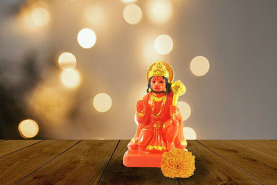 Crafts For You Hanuman ji Decorative Showpiece  -  10 cm(Polyresin, Orange)