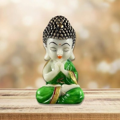 Modern Rustic Meditating buddha showpiece,Polyresin(Green) Decorative Showpiece  -  18 cm(Polyresin, Green)