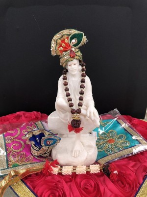 Hemant art Sai Baba Aashirwad Hand Pure Marble Statue(7 Inch) Decorative Showpiece  -  17.8 cm(Marble, White)