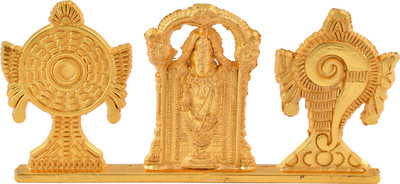 RUHVANA Tirupati Balaji Stand (Golden Finish) Spiritual Significance Decorative Showpiece  -  5 cm(Aluminium, Gold)