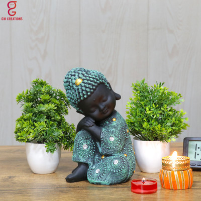 GW Creations Best Diwali Decorative Showpiece For Home Decorative Showpiece  -  13 cm(Polyresin, Green)