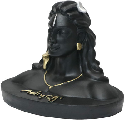 A & S VENTURES Handcrafted Lord Adiyogi Mahadev Shiv Shankara Showpiece Idol for Car Dashboard Decorative Showpiece  -  10.2 cm(Polyresin, Black, Gold)