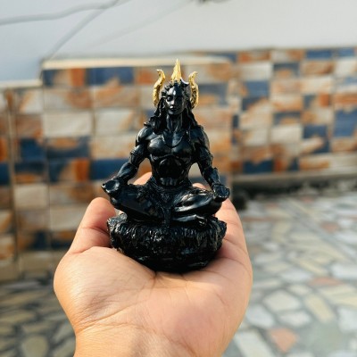 DARIDRA BHANJAN Adiyogi Shiva Murti for Home, Shiva idol for Car Dashboard Shiv ji shankar Idol Decorative Showpiece  -  10 cm(Polyresin, Black)